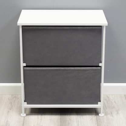 Lotte Modern Linen 2 Drawer Storage Cabinet - Grey & White - Image 6