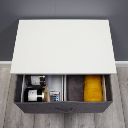 Lotte Modern Linen 2 Drawer Storage Cabinet - Grey & White - Image 2