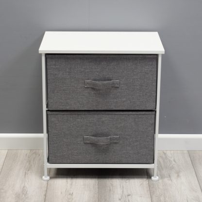 Lotte Modern Linen 2 Drawer Storage Cabinet - Grey & White - Image 3