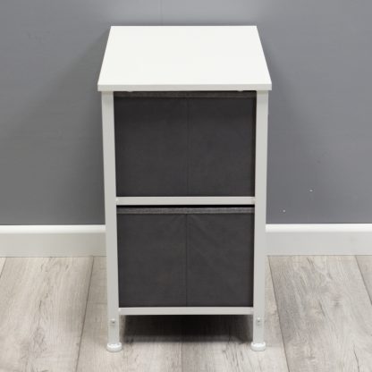 Lotte Modern Linen 2 Drawer Storage Cabinet - Grey & White - Image 5