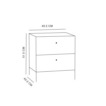 Moondust Snowy Oak Kalamos 2 Drawer Bedside Cabinet - Image 4
