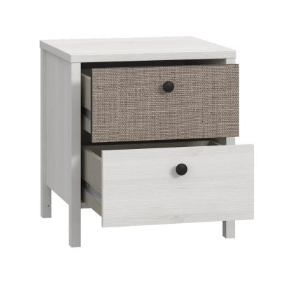 Moondust Snowy Oak Kalamos 2 Drawer Bedside Cabinet - Image 2