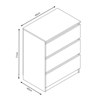Stora 3 Drawer Chest of Drawers - Matt White - Image 9