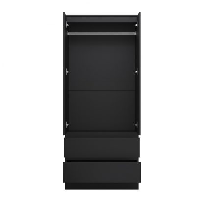 Stora Modern 2 Door 2 Drawer Combination Wardrobe - Matt Black - Image 2
