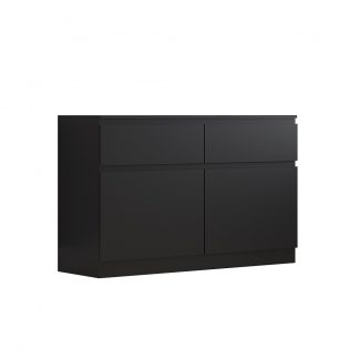 Stora Modern 2 Door 2 Drawer Sideboard – Matt Black