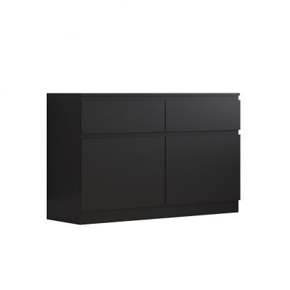Stora Modern 2 Door 2 Drawer Sideboard – Matt Black