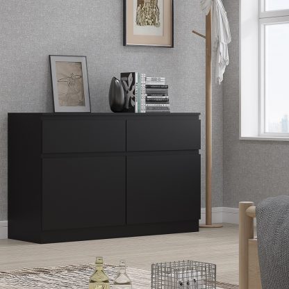Stora Modern 2 Door 2 Drawer Sideboard – Matt Black - Image 4