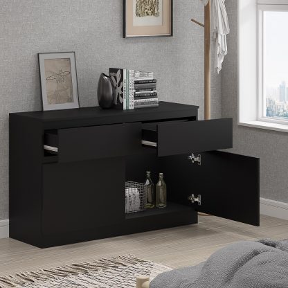 Stora Modern 2 Door 2 Drawer Sideboard – Matt Black - Image 6