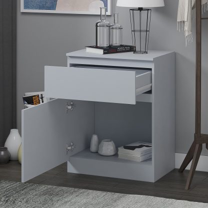 Stora Modern 1 Door 1 Drawer Multi-Storage Unit - Matt Grey - Image 4