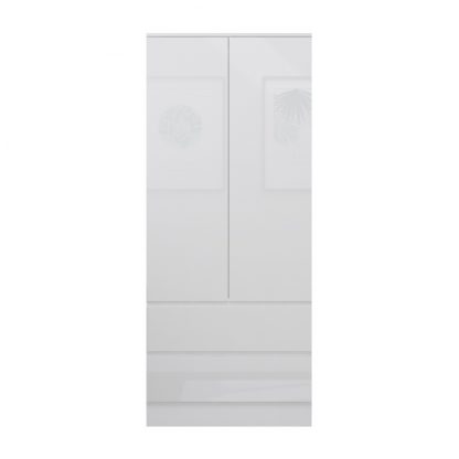 Stora Modern 2 Door 2 Drawer Combination Wardrobe - White Gloss - Image 2