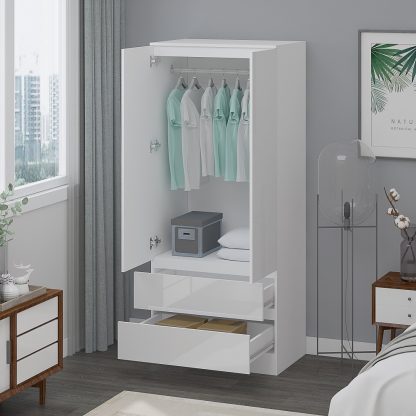 Stora Modern 2 Door 2 Drawer Combination Wardrobe - White Gloss - Image 6