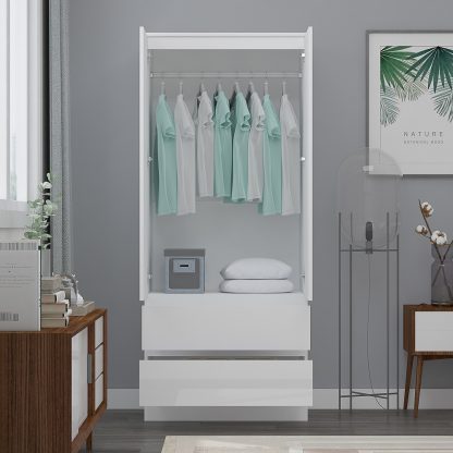 Stora Modern 2 Door 2 Drawer Combination Wardrobe - White Gloss - Image 7