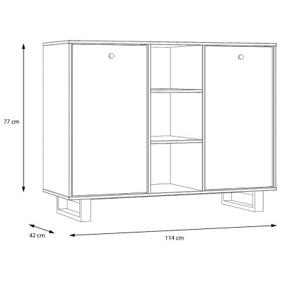 Sewill Colonial Oak With Black Industrial Style Small Display Cabinet - Image 4