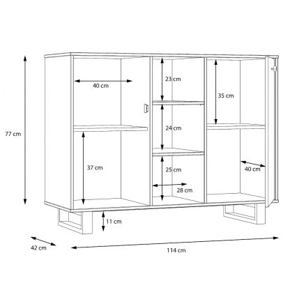 Sewill Colonial Oak With Black Industrial Style Small Display Cabinet - Image 5