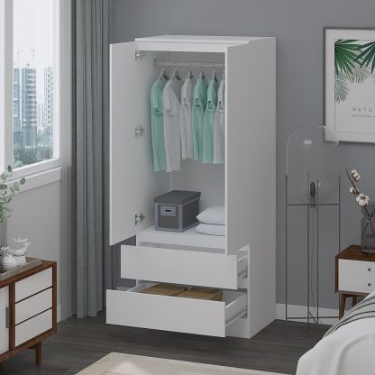 Stora Modern 2 Door 2 Drawer Combination Wardrobe - Matt White - Image 2