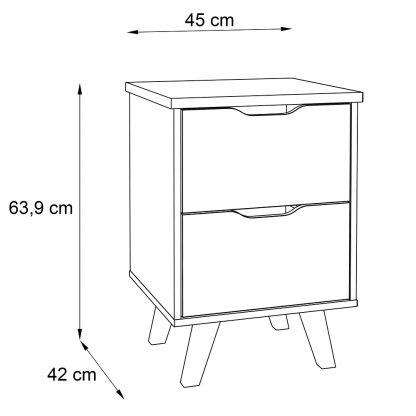 Scandi 2 Drawer Bedside in Matt White & Light Oak - Image 4