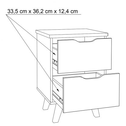 Scandi 2 Drawer Bedside in Matt White & Light Oak - Image 5