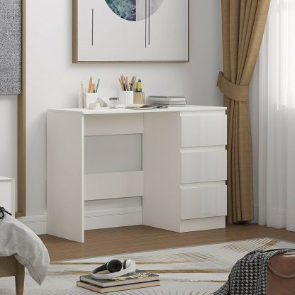 Stora Wide White Gloss 3 Drawer Dressing Table - Image 3