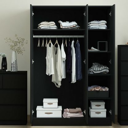 Stora Modern 3 Door Wardrobe - Matt Black - Image 2
