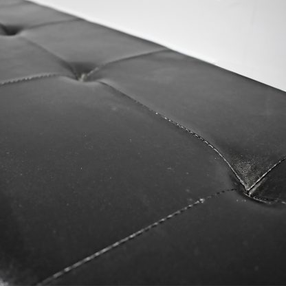 Artisanal Genuine Black Leather Home Chromed Bench - Image 3