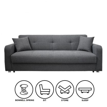 Harmony 3 Seater Sofabed - Dark Grey