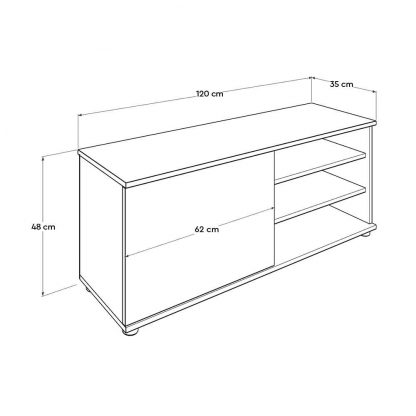124cm Wide TV Unit with Open Shelves and Cupboard in Latte Oak - Image 8