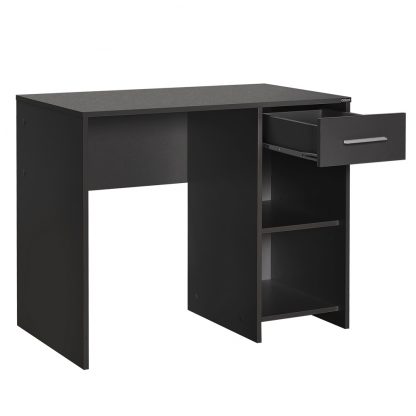 Dark Grey Home Office Study Desk with Drawer and Shelves - Image 4