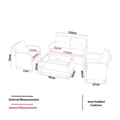 4 Piece Rattan Outdoor Furniture Set - Image 2