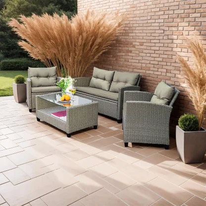 4 Piece Rattan Outdoor Furniture Set - Image 3