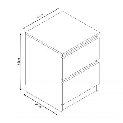 Carlton 2 Drawer Bedside - White Gloss - Image 6