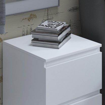 Carlton matt white bedside top view