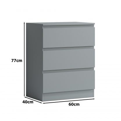 Carlton matt grey 3 drawer chest dimensions
