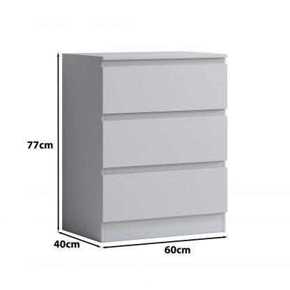 Carlton matt white 3 drawer chest dimensions