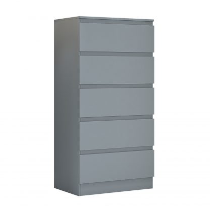 Carlton matt grey 5 drawer chest angle co