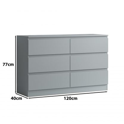 Carlton matt grey 6 drawer chest dimensions