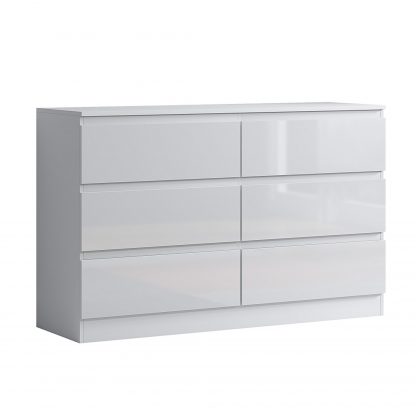 Carlton white gloss 6 drawer chest angle cut-out