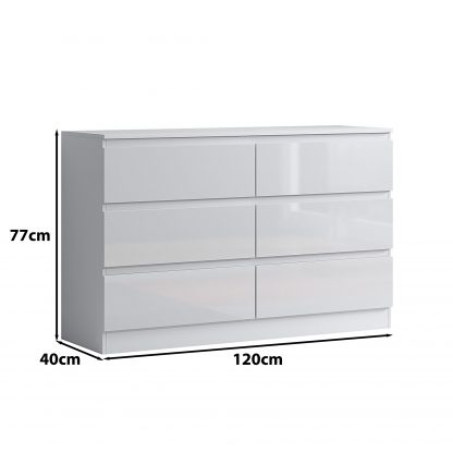 Carlton white gloss 6 drawer chest dimensions