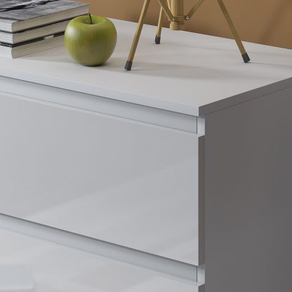 Carlton white gloss 6 drawer chest detail a