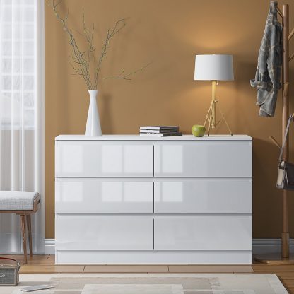 Carlton white gloss 6 drawer chest lifestyle b