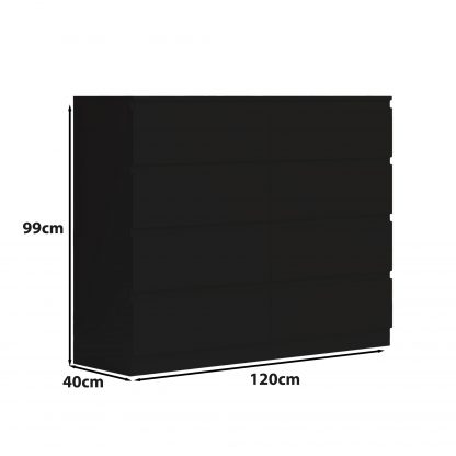 Carlton matt black 8 drawer dimensions
