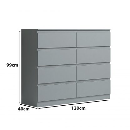 Carlton matt grey 8 drawer chest dimensions