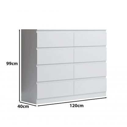 Carlton matt white 8 drawer dimensions