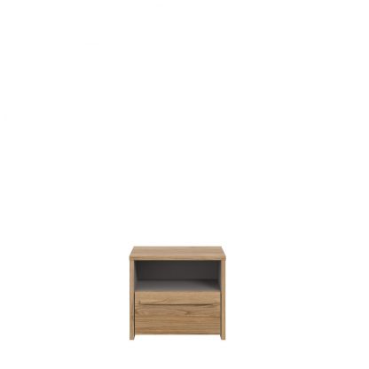 Matt Grey Oak Bedside 1 Drawer With Open Shelf - Image 5