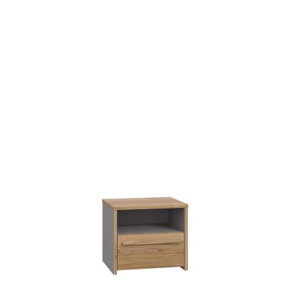 Matt Grey Oak Bedside 1 Drawer With Open Shelf - Image 2
