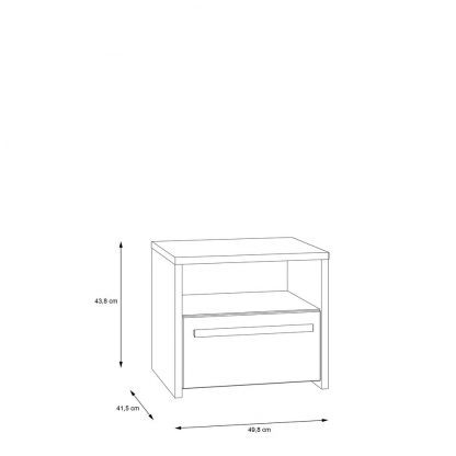 Matt Grey Oak Bedside 1 Drawer With Open Shelf - Image 3