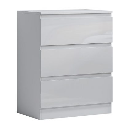 Carlton white gloss 3 drawer bedroom chest angle cut-out