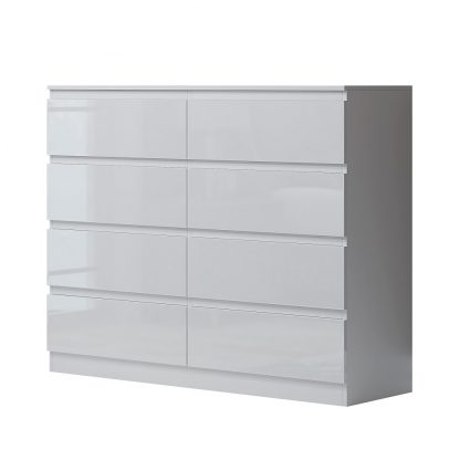 Carlton white gloss 8 drawer chest angle cut-out