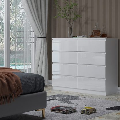 Carlton white gloss 8 drawer chest lifestyle a