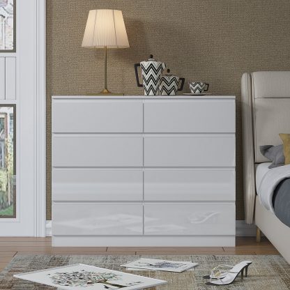 Carlton white gloss 8 drawer chest lifestyle b