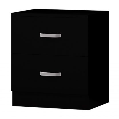 Tunis 2 Drawer Bedside Table Matt Black - Image 3
